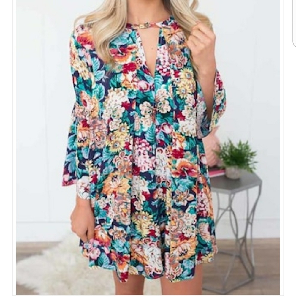 NWT floral boho ling sleeve swing dress